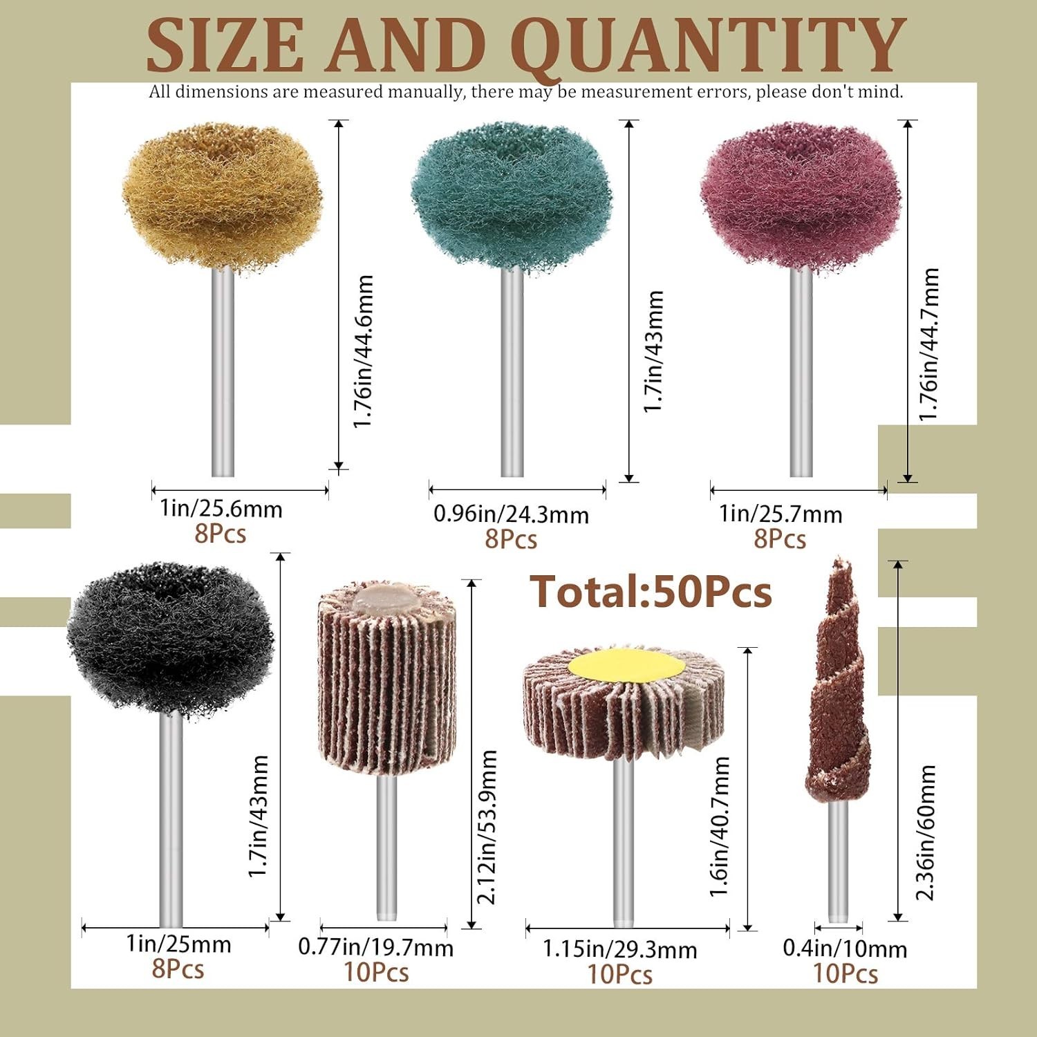 Abrasive Flap Wheel Set 50pcs 80 120 180 320 400 Grits Sanding Buffing Polish…