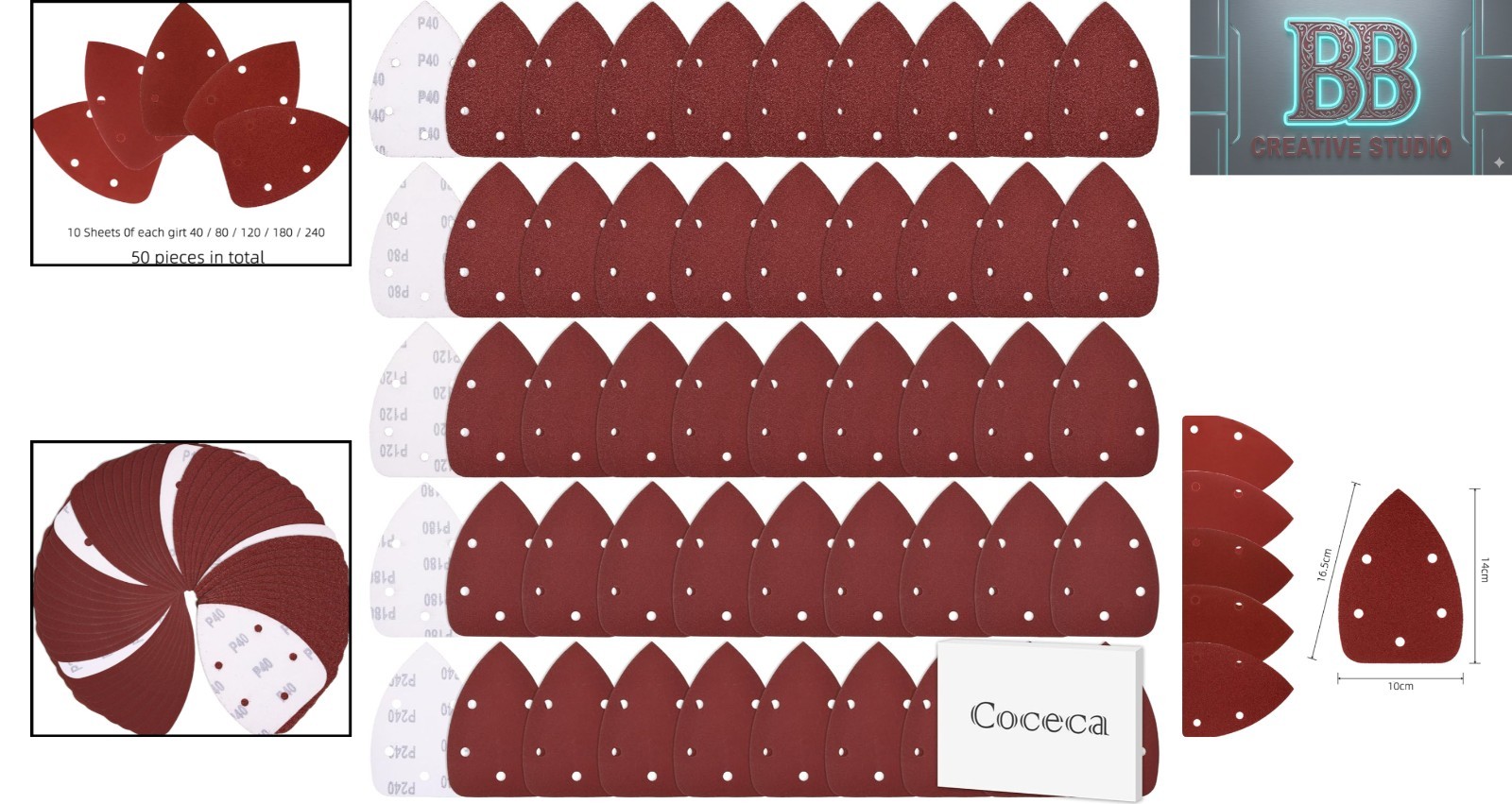 50pcs Mouse Detail Sander Sandpaper Set – Grits for Perfect Finishing