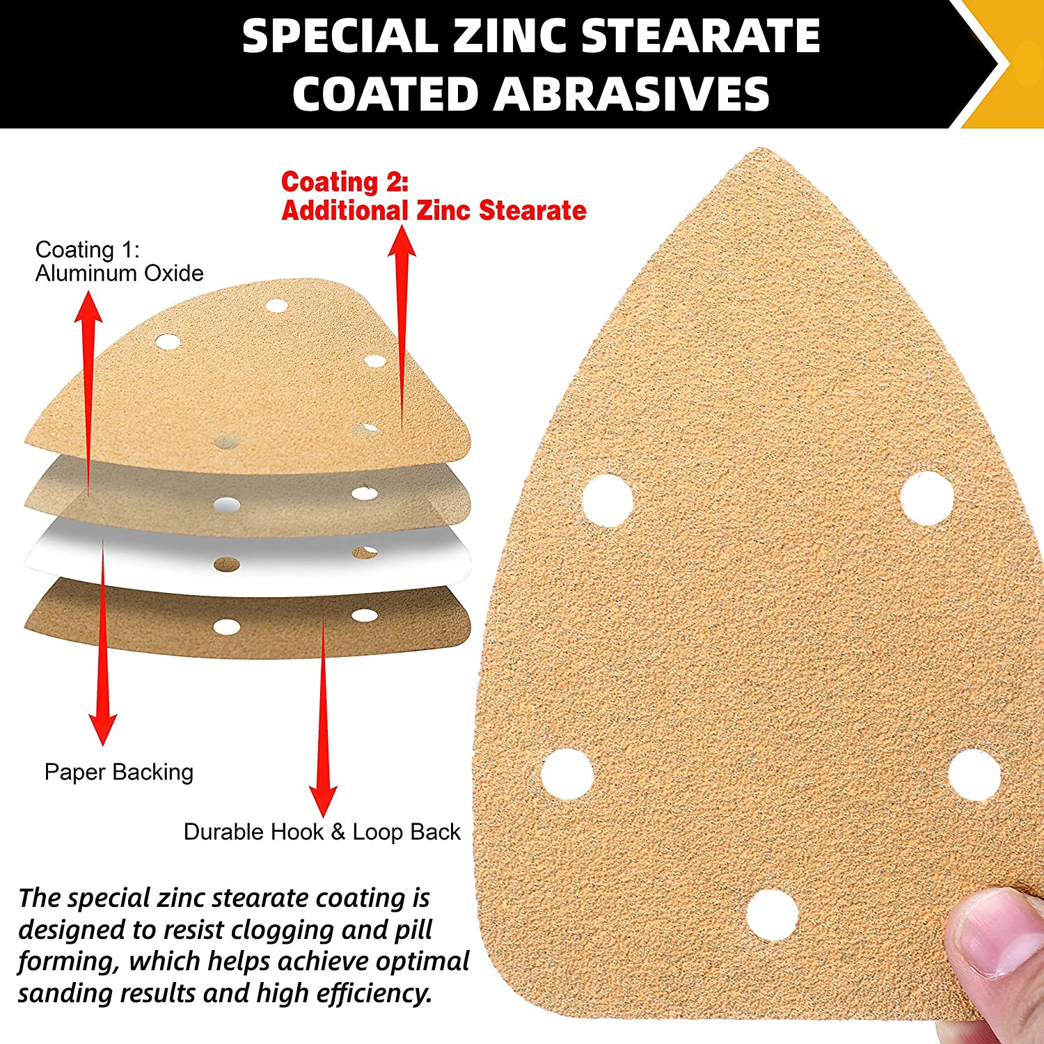 Mouse Sander Sandpaper Detail Sanding Pads Hook Loop 60-220Grit for Black+Decker