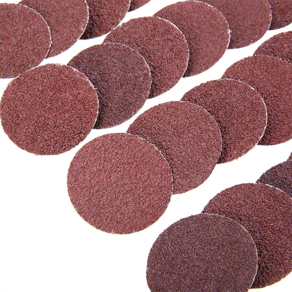 25/50Pc 2” Sanding Discs Roll Lock Type Pad 24/36/60/80/120/180/240 Grit