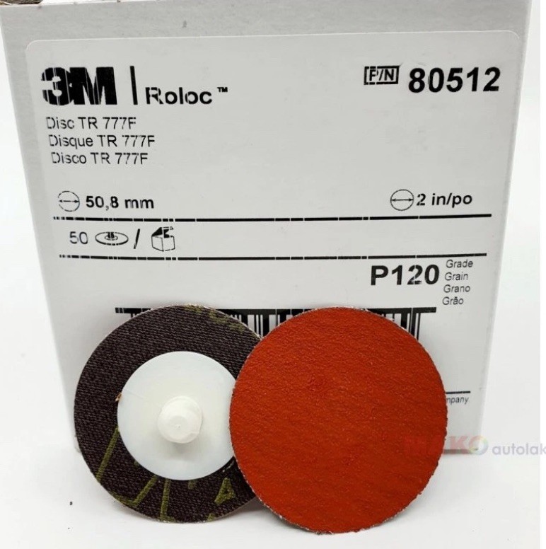 3M Roloc Discs 777F 80512 P120 2” Sanding Disc Box of 50