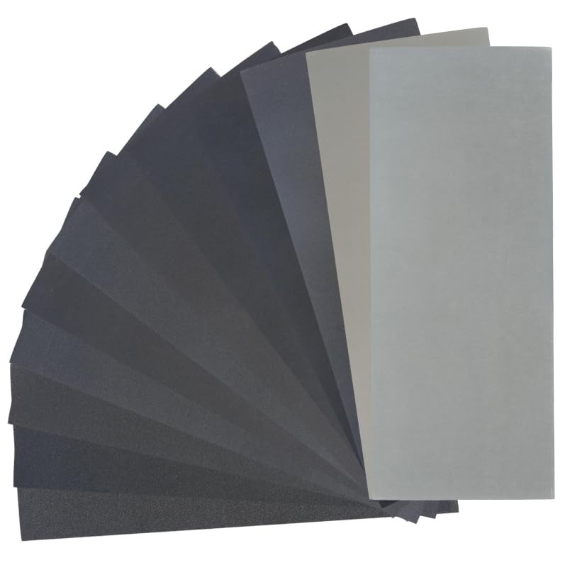 Assorted Sandpaper 24 Pcs, 12 Grits Wet Dry Sheets for Wood Metal Polishing