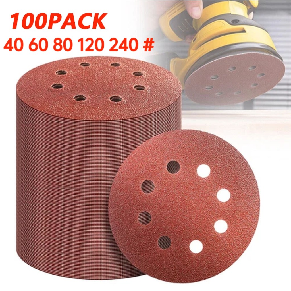 5inch Sanding Discs 40-1000 Grit Hook Loop 8-Hole Orbital Sander Paper Sandpaper
