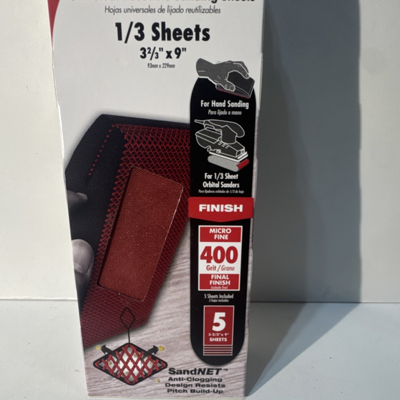 5x Diablo SandNET 400 Grit Micro Fine Sanding Sheets 3-2/3x9in Red Wood Metal