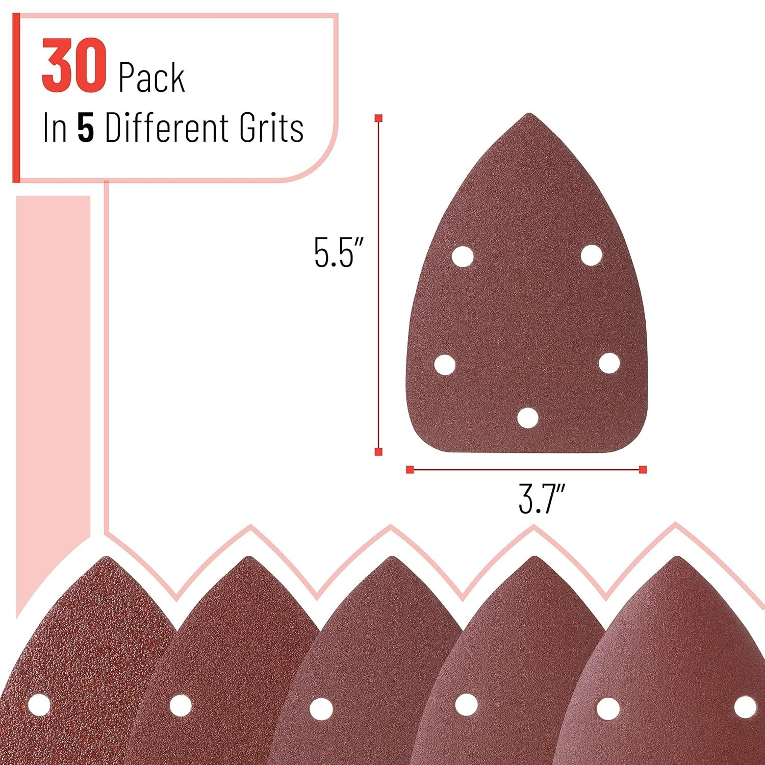 30 Pcs Mouse Sander Sandpaper Assortment – Aluminum Oxide, Perfect for Crafts