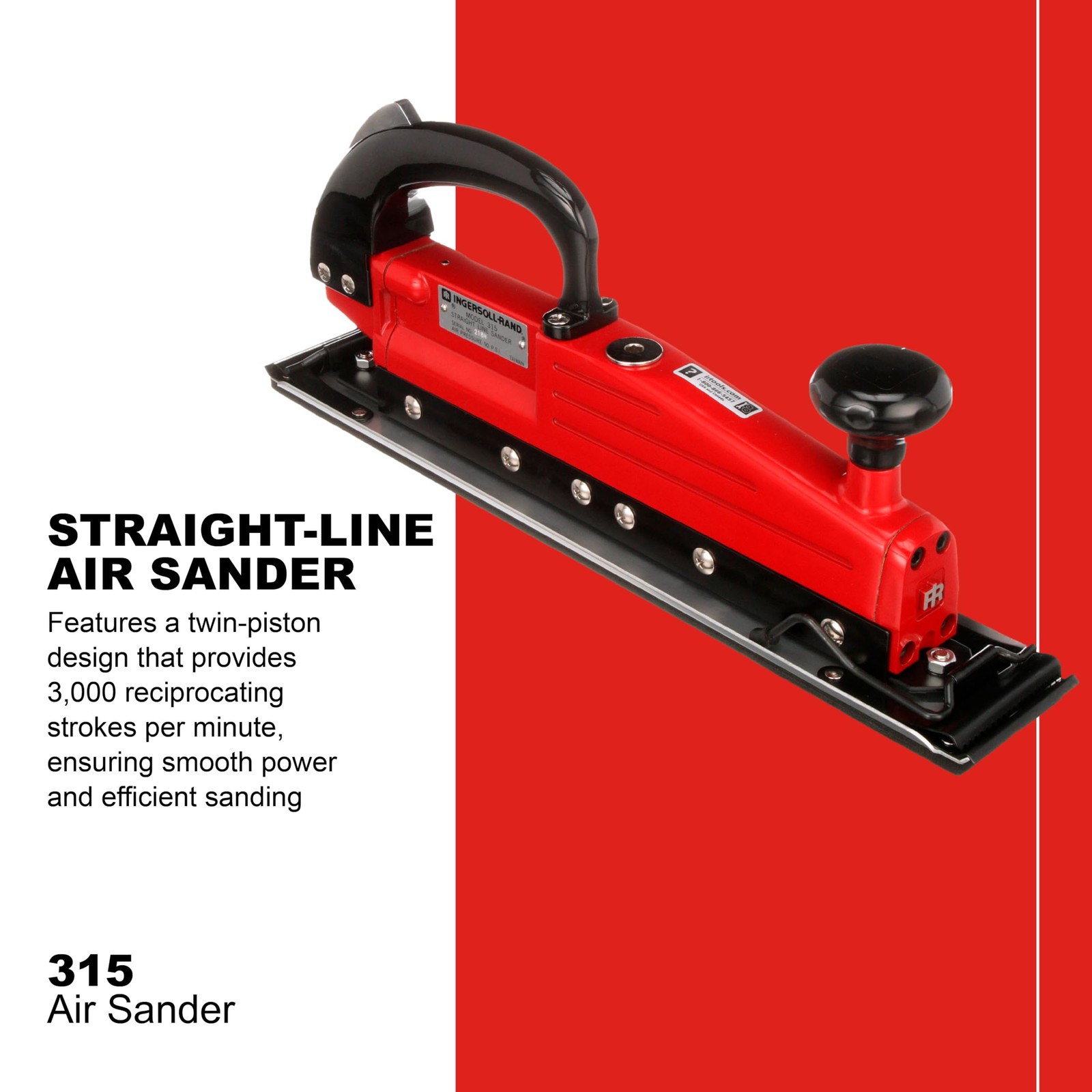 Ingersoll Rand 315 Straight-Line Air Sander, 2.75″ x 17.5″ Pad, One Size, Red