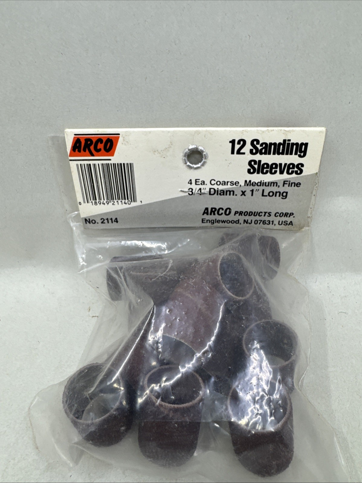12 Arco Sanding Sleeves 3/4” Diameter 1” Long – Coarse Medium Fine (4 Each)