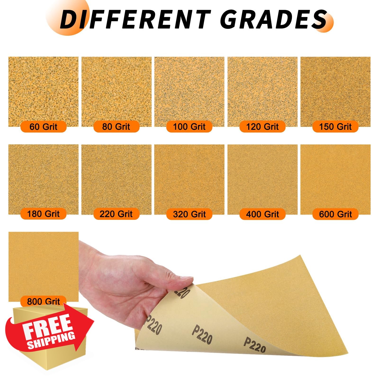 Rebower 40pc 4.5×5.5in 220 Grit Sandpaper