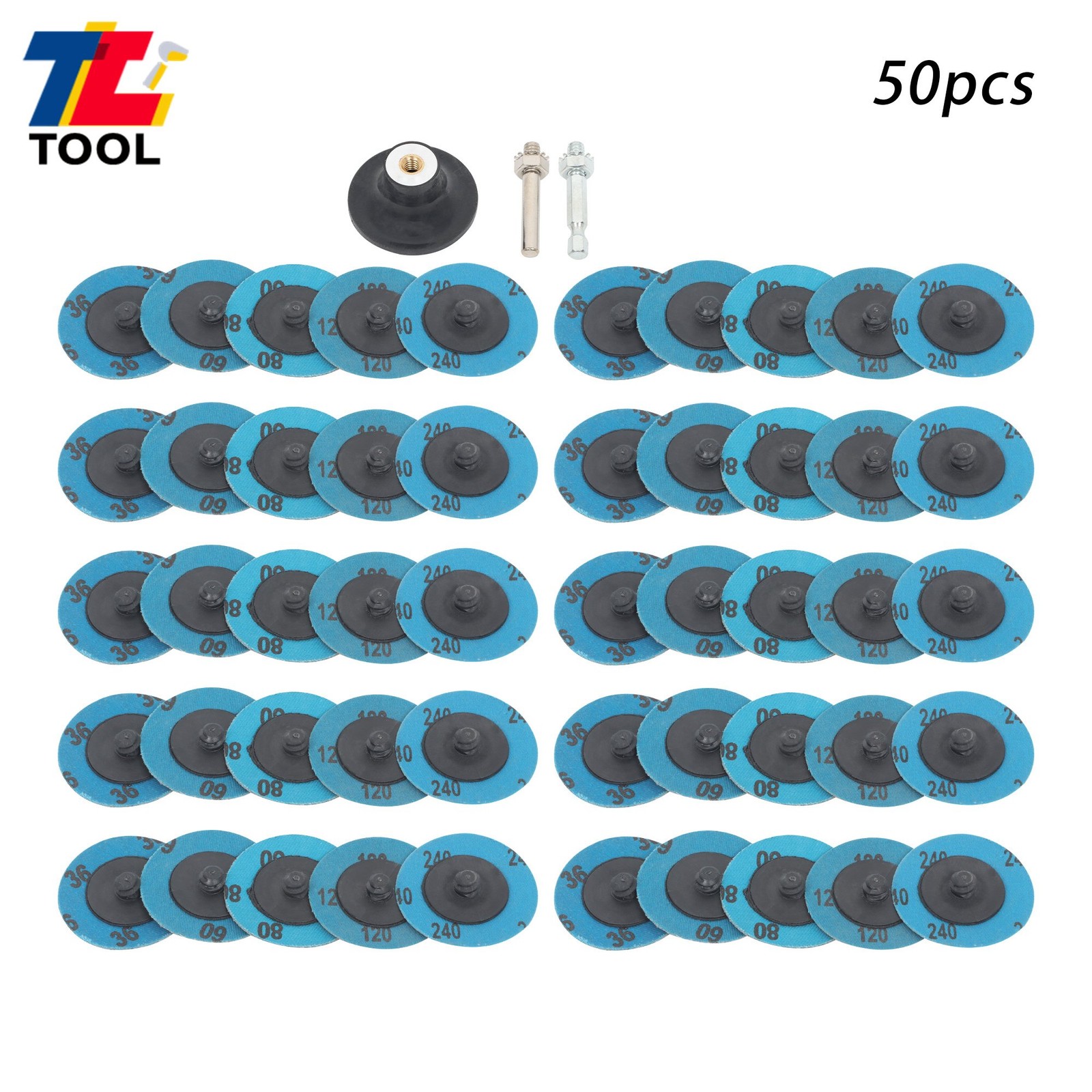 50PCS Rotary Lock Grinder Sanding Grinding Discs 2 Inch 36/60/80/120/240 Grit