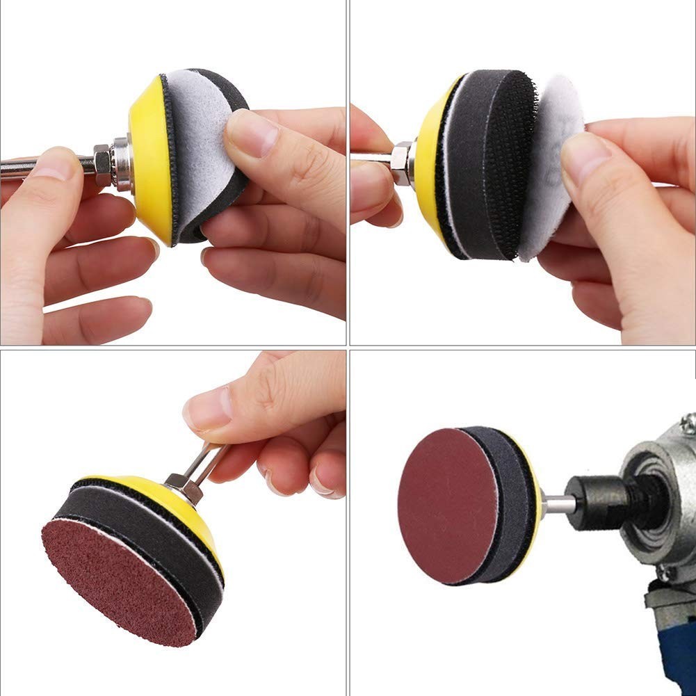 100 Pcs 2″ Drill Sander Attachment with Backer Plate 1/4 Inch Shank Sanding Pad
