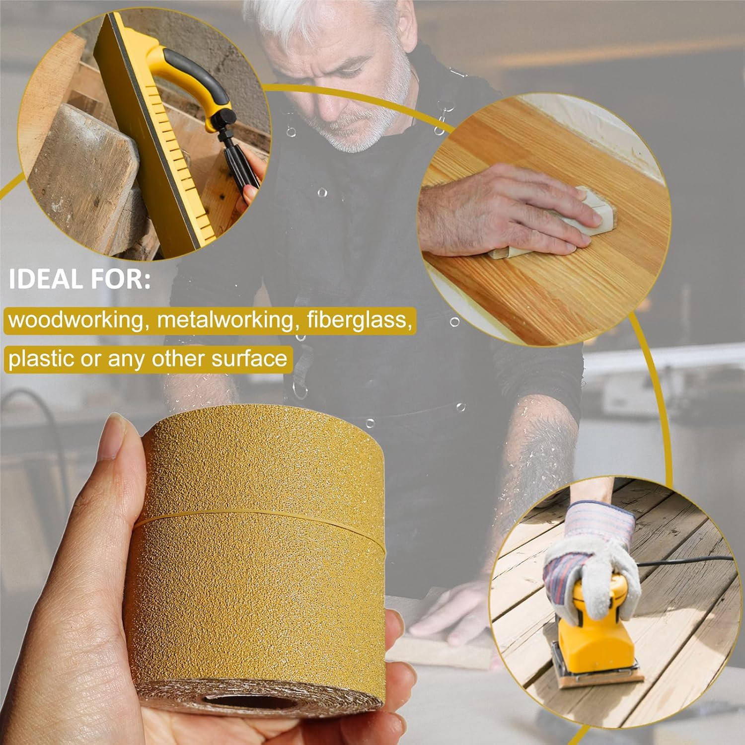 Total 20 Yards 2-3/4″ Wide Continuous Sandpaper Roll Kit – 80 120 180 320 Grit