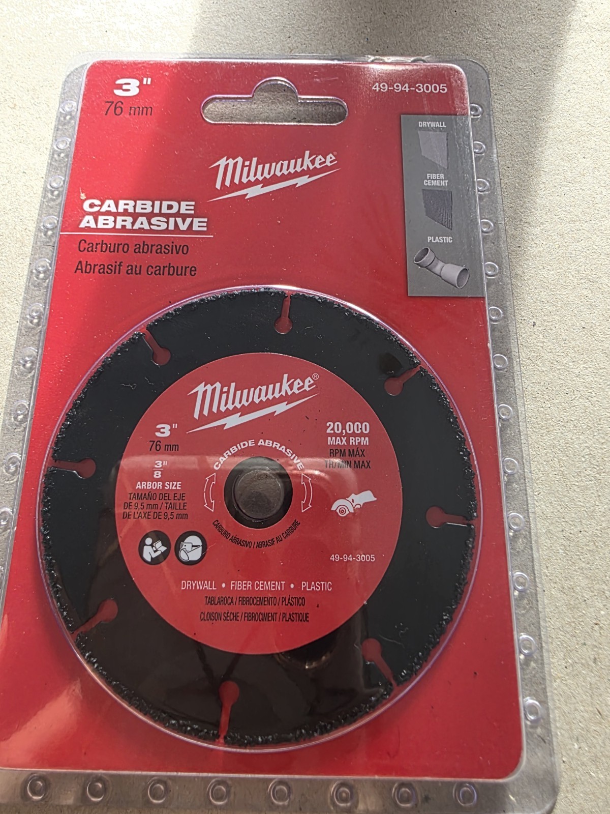 Milwaukee Tool 49-94-3005 Abrasive Cut-Off Wheel, Type 1, 3 In Dia, 0.04 In