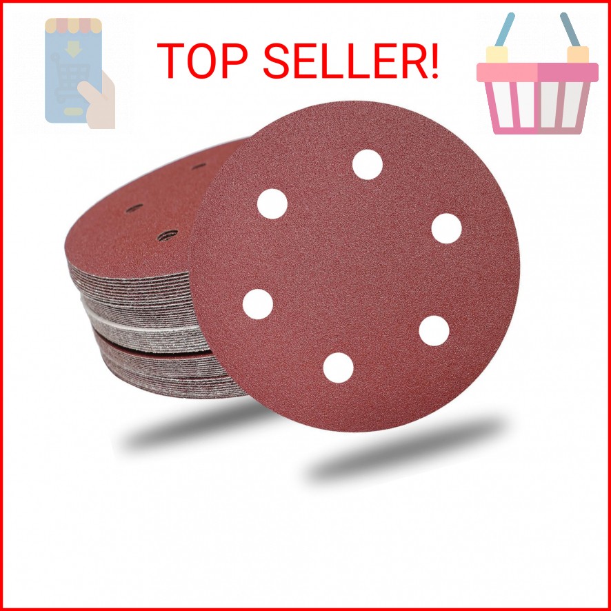 Tonmp 50 PCS 9 Inch 6 Hole Drywall Sanding Discs Set -10 Each of 60 80 120 150 2