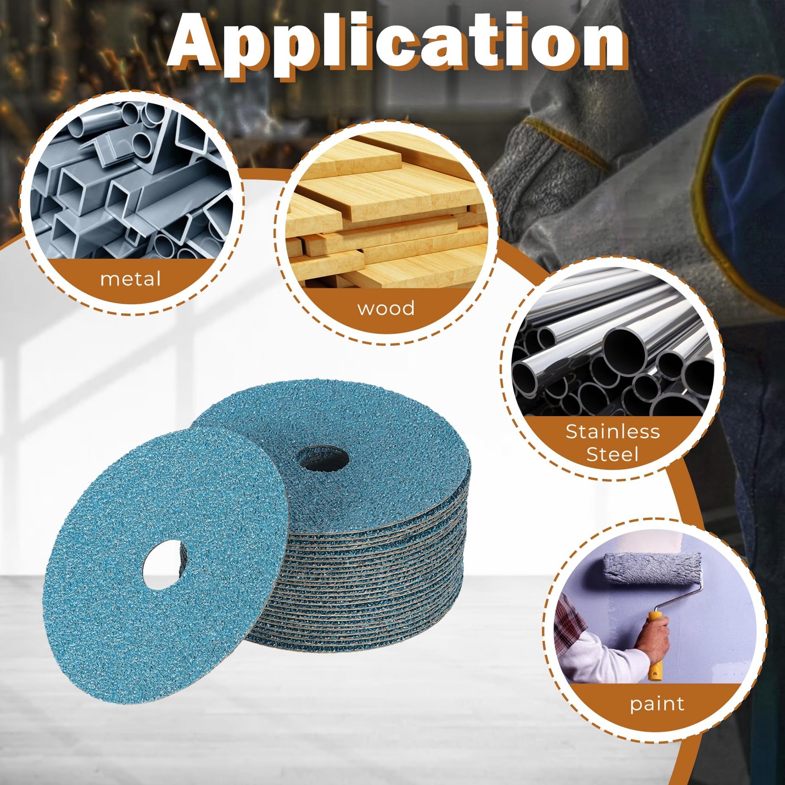 25 PCS 36 Grits Zirconia Resin Fiber Grinding Sanding Discs 5×7/8 Inch
