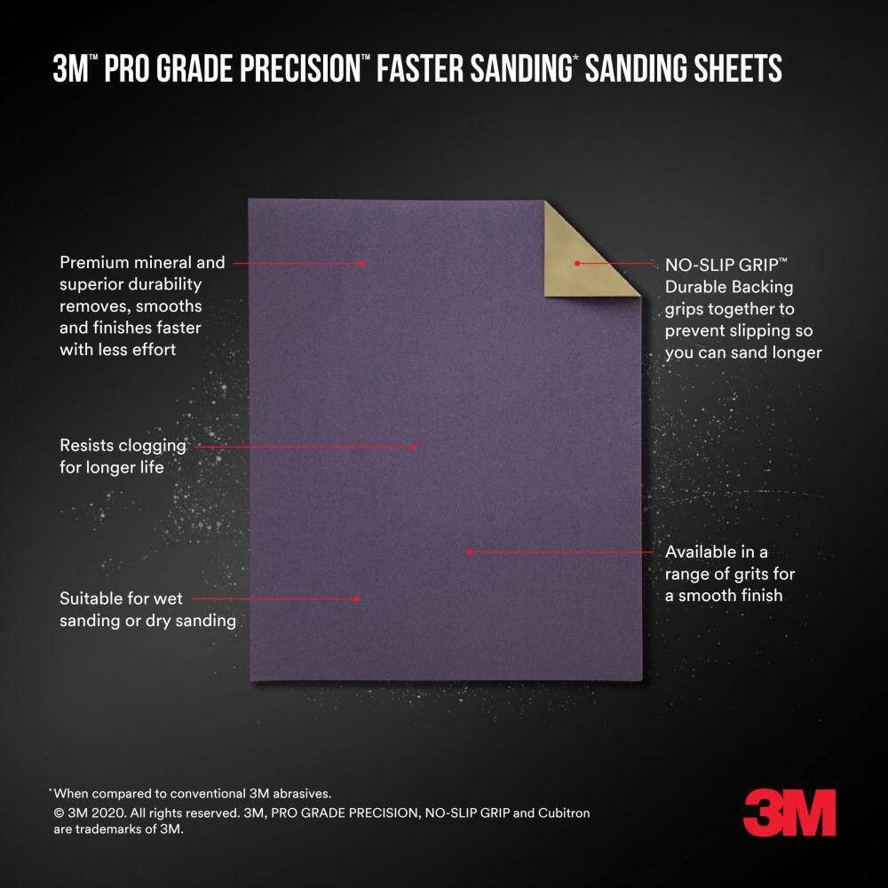 Pro Grade Precision 3.7 In. X 11 In. Fine 180-Grit Sheet Sandpaper (6-Pack) Free