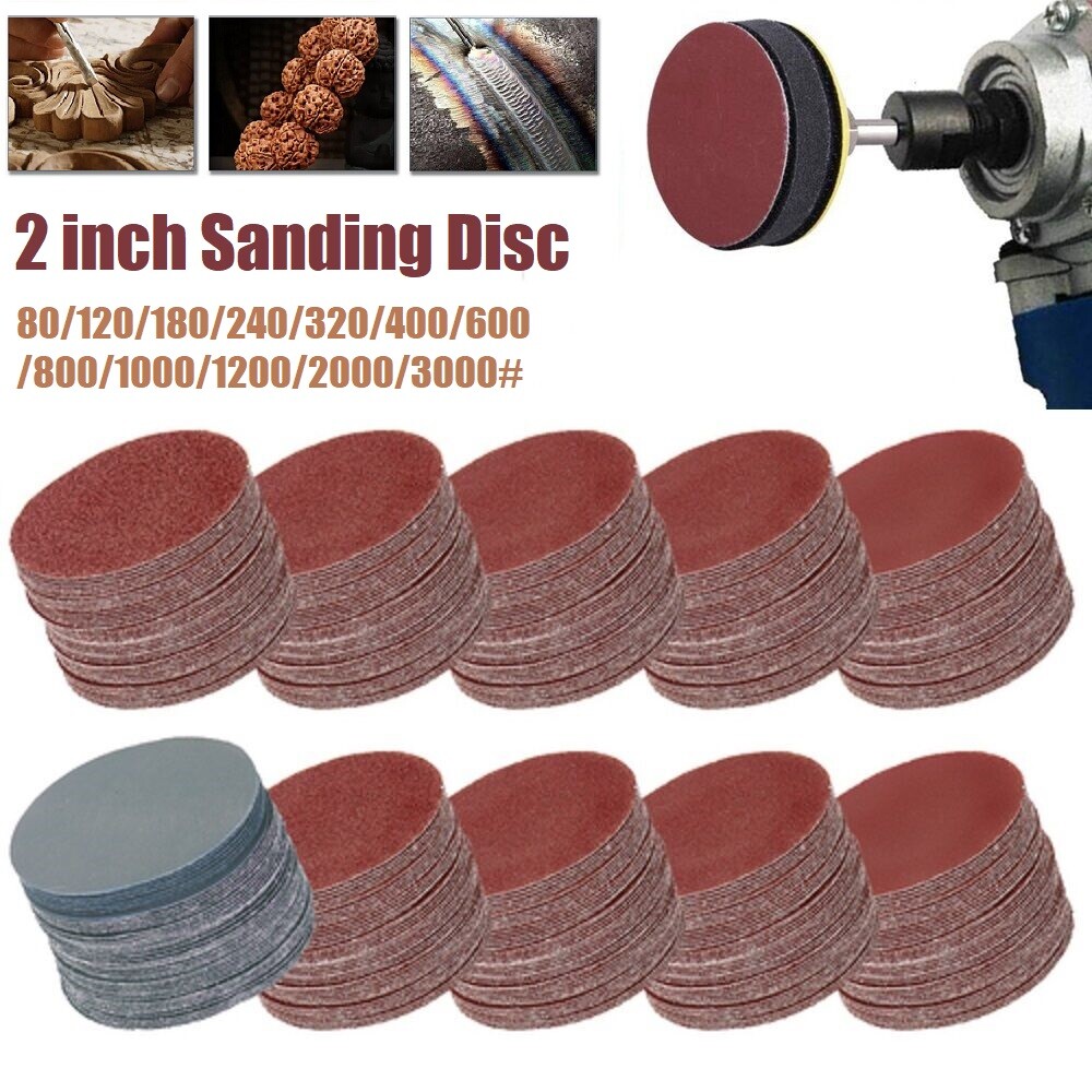 2″ 50mm Hook and Loop Sanding Discs Pads 80-3000 Grit Aluminium Oxide Sandpaper