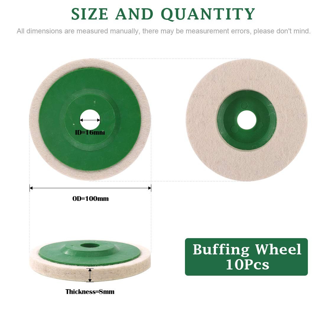 10 Pcs 4 Inch Wool Felt Polishing Wheel Discs for Metal Aluminum Stainless Steel