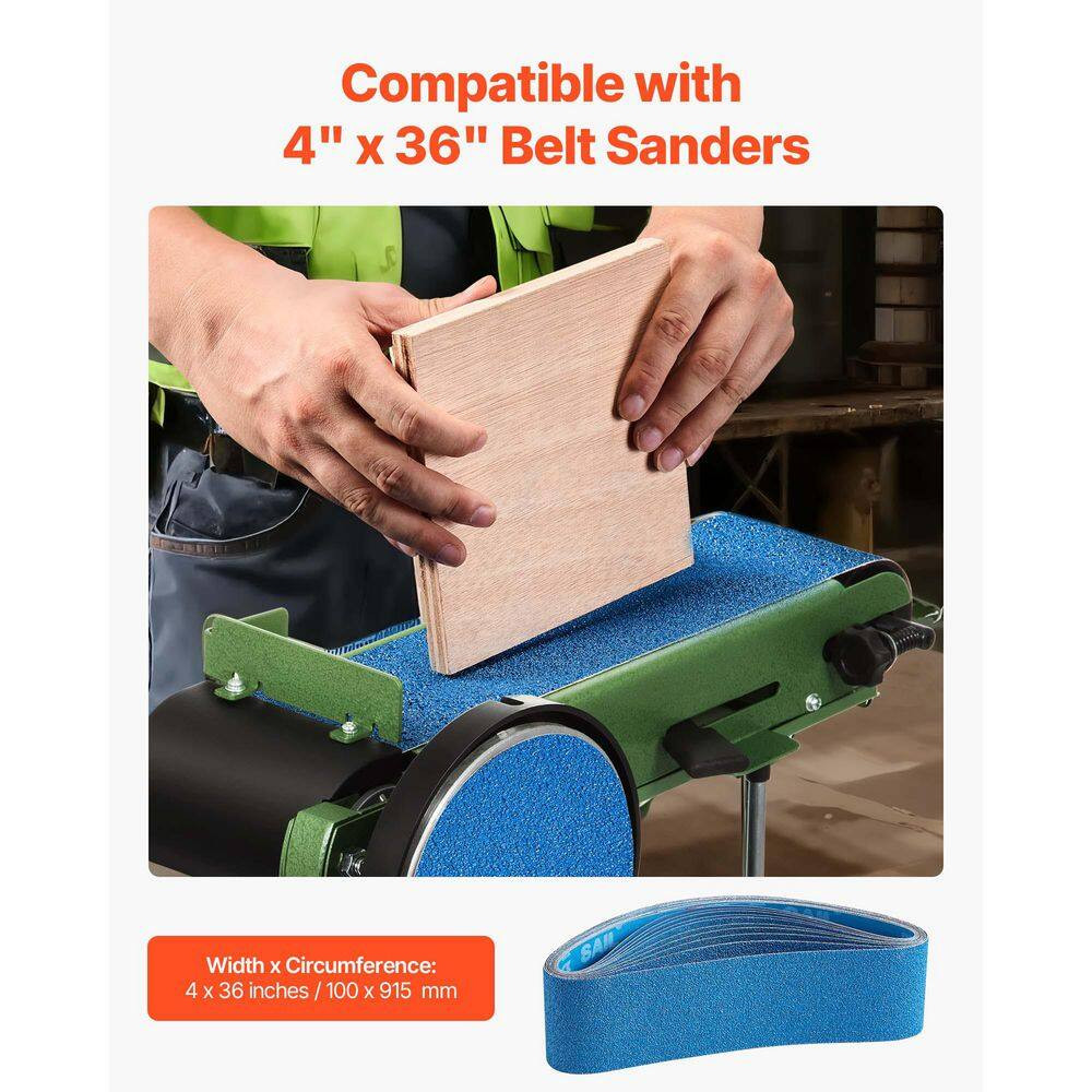 4X36 In. Belt Sander Sanding Belts, 10PCS (2 of Each 40 60 80 120 240 Grits) Zir