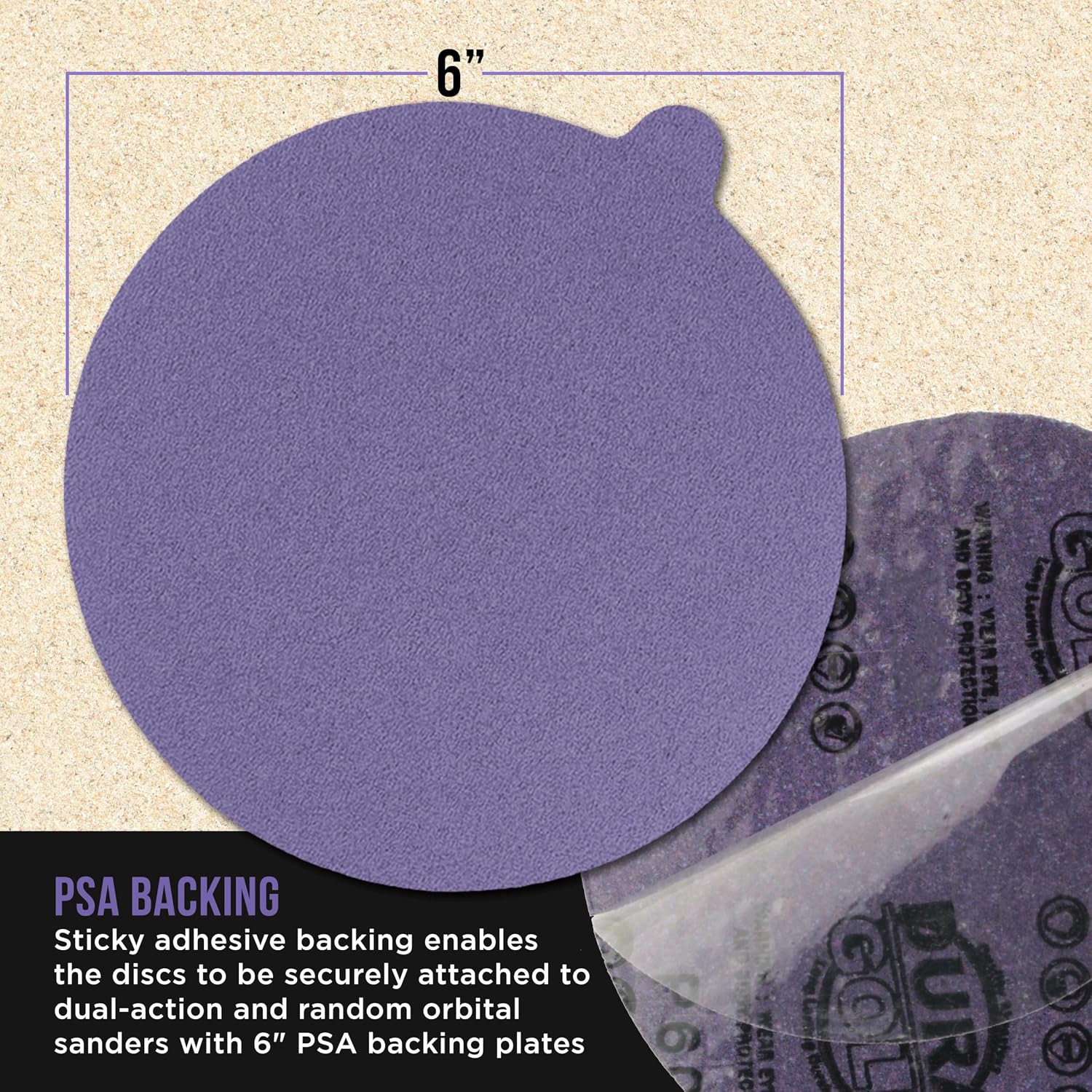Premium 80 Grit 6″ PSA Purple Film Ceramic Sanding Discs, Box of 50 – Self Adhes