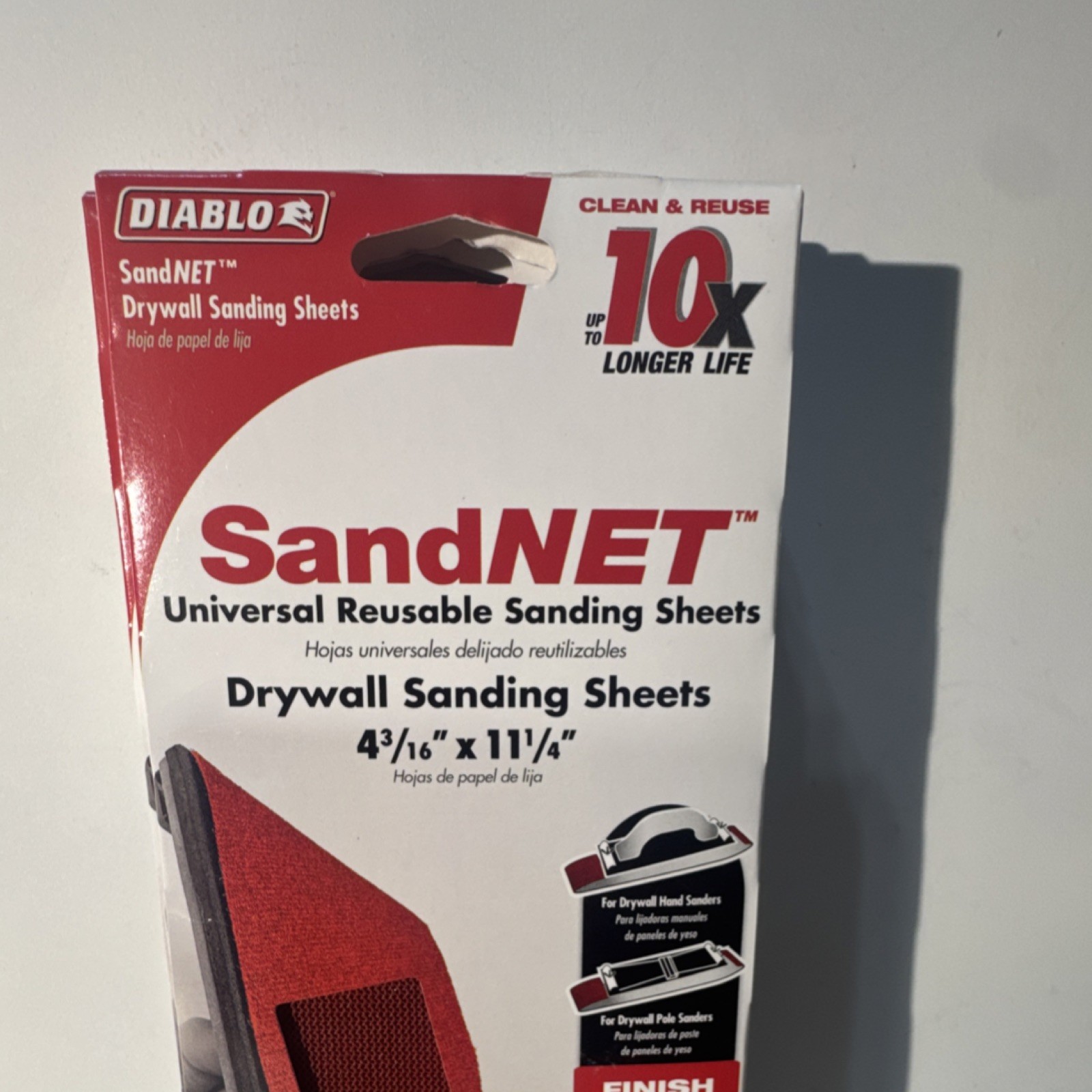 5x Diablo SandNET 220 Grit Sanding Sheets 4-3/16×11-1/4in Red Drywall