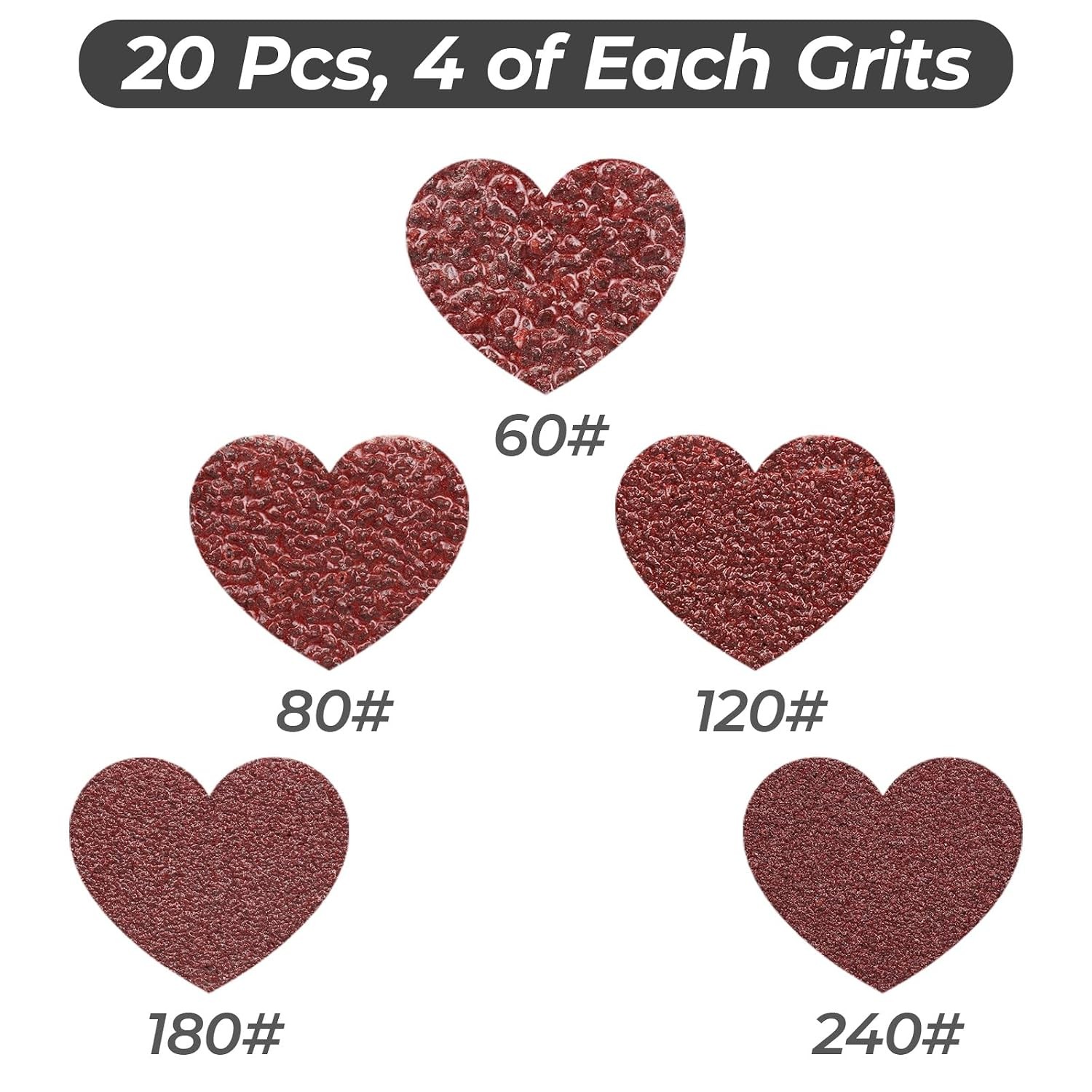 20 Pcs 1/2 x 18 In Sanding Belts, 4 Each of 60/80/120/180/240 Grits, Sanderpaper