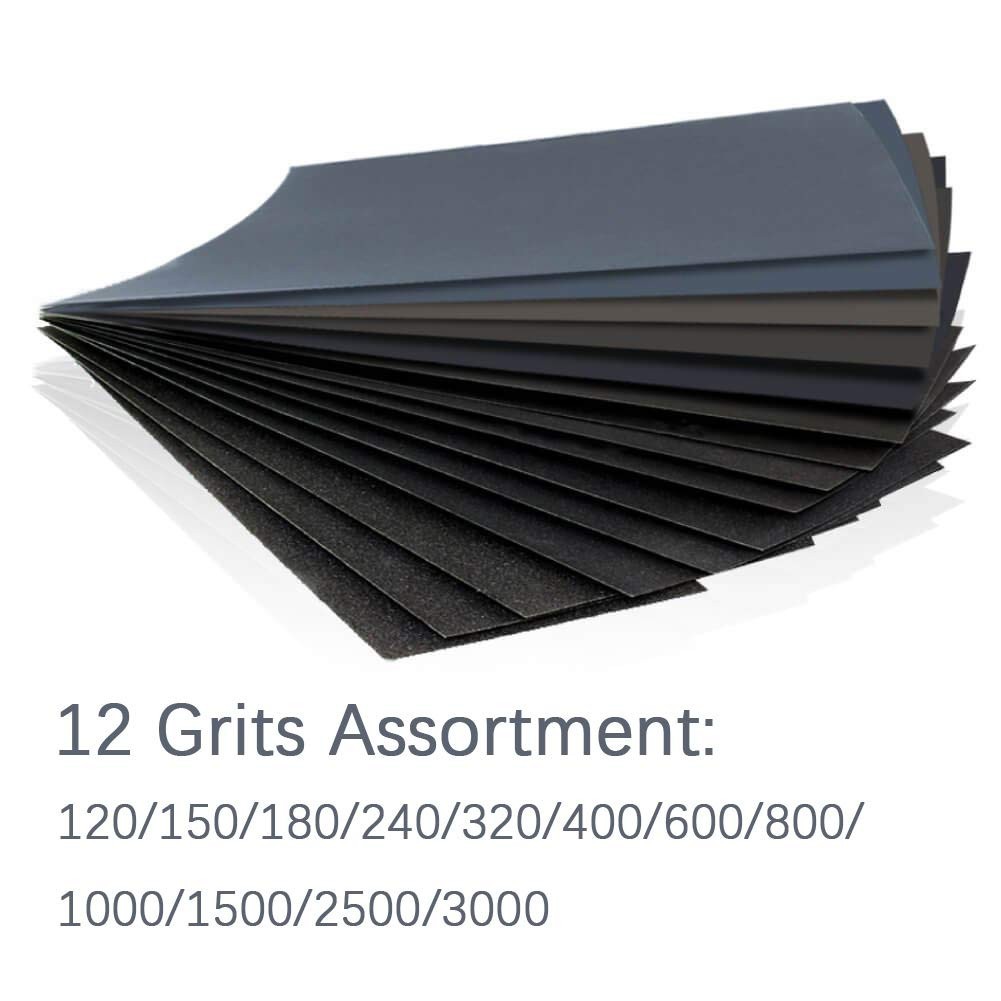 12 Grit Assorted Silicon Carbide Sandpaper – 24 Sheets for Professional Results