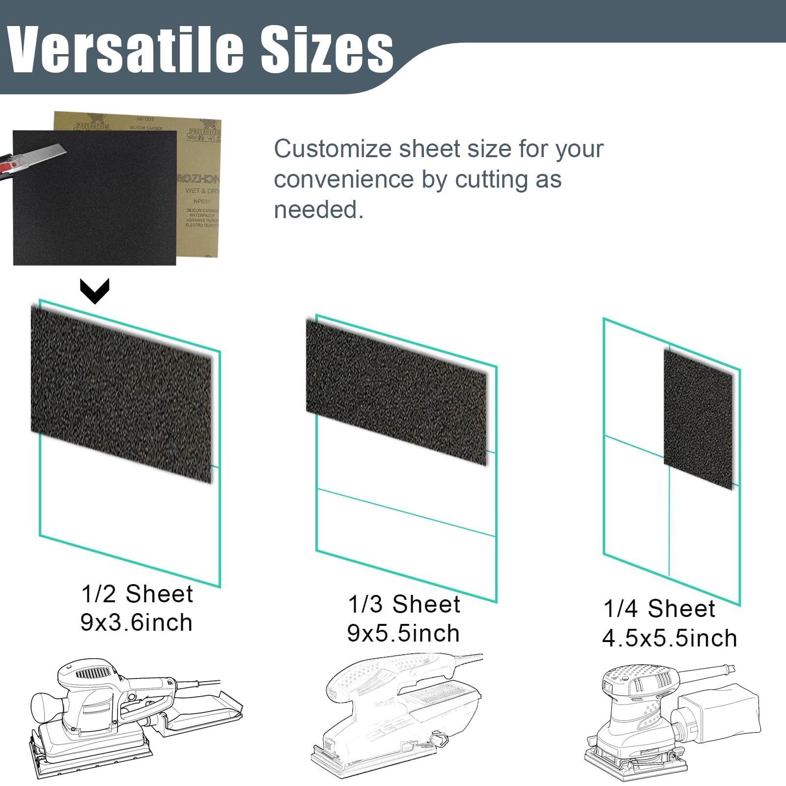 25 Pcs 9×11 Inch Wet Dry Sandpaper for Wood Furniture Polishing Automotive