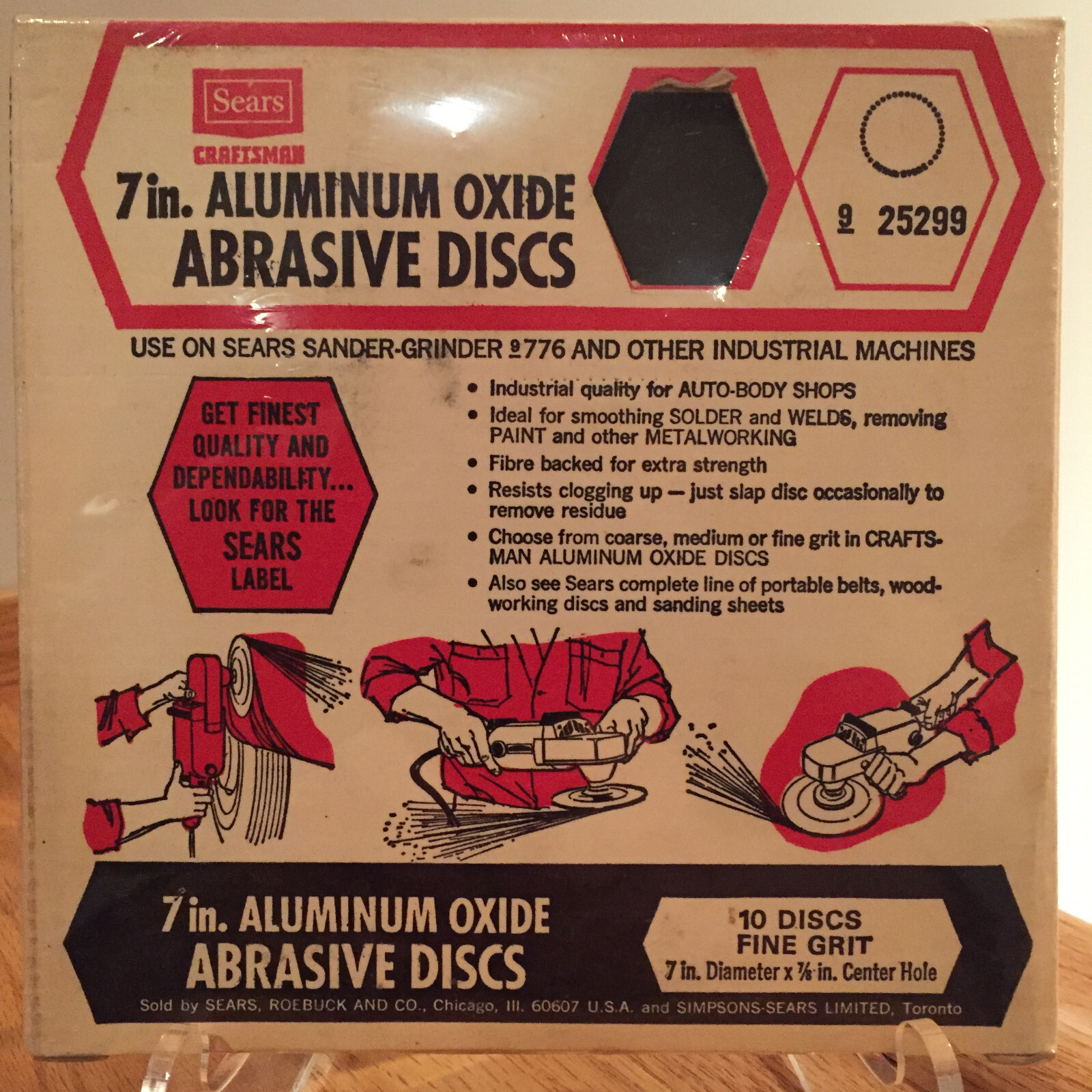 Sears Craftsman 7″ Aluminum Oxide Abrasive Disc 10 pack Medium & Fine Grit ~ NIB