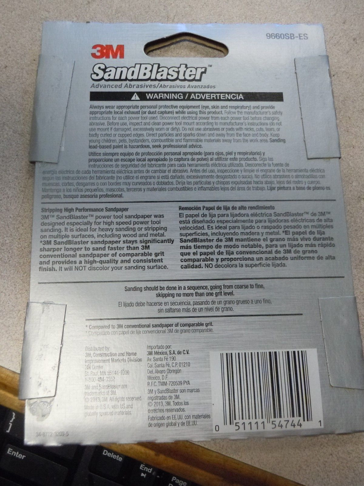3M 4-pack Sandblaster 4.5 X 5.5″ 60grit Clip-on Palm San Lot of 5 Packs 9660SBES