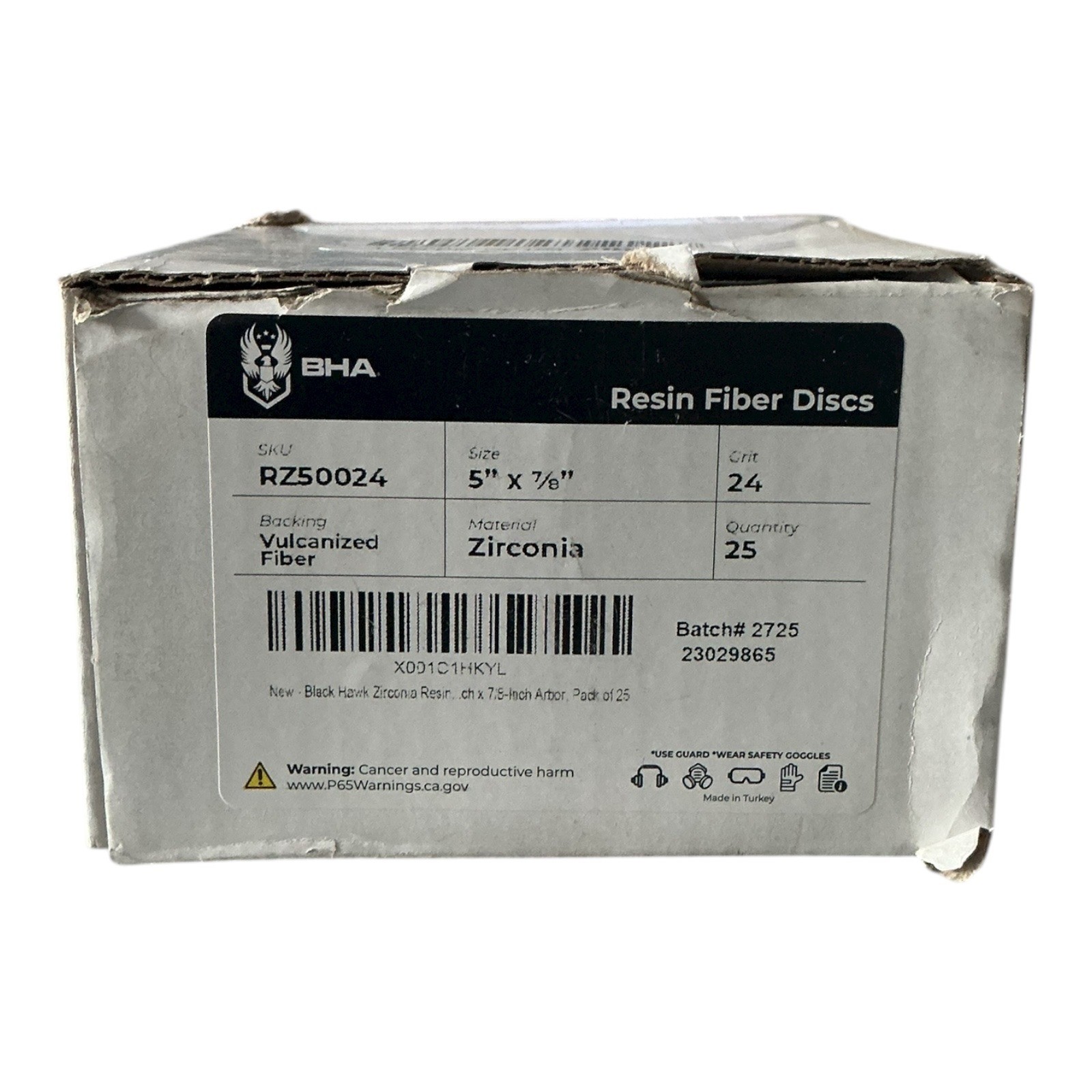 BHA – Resin Fiber Discs RZ50024 (5″ 24 Grit) – Box of 25