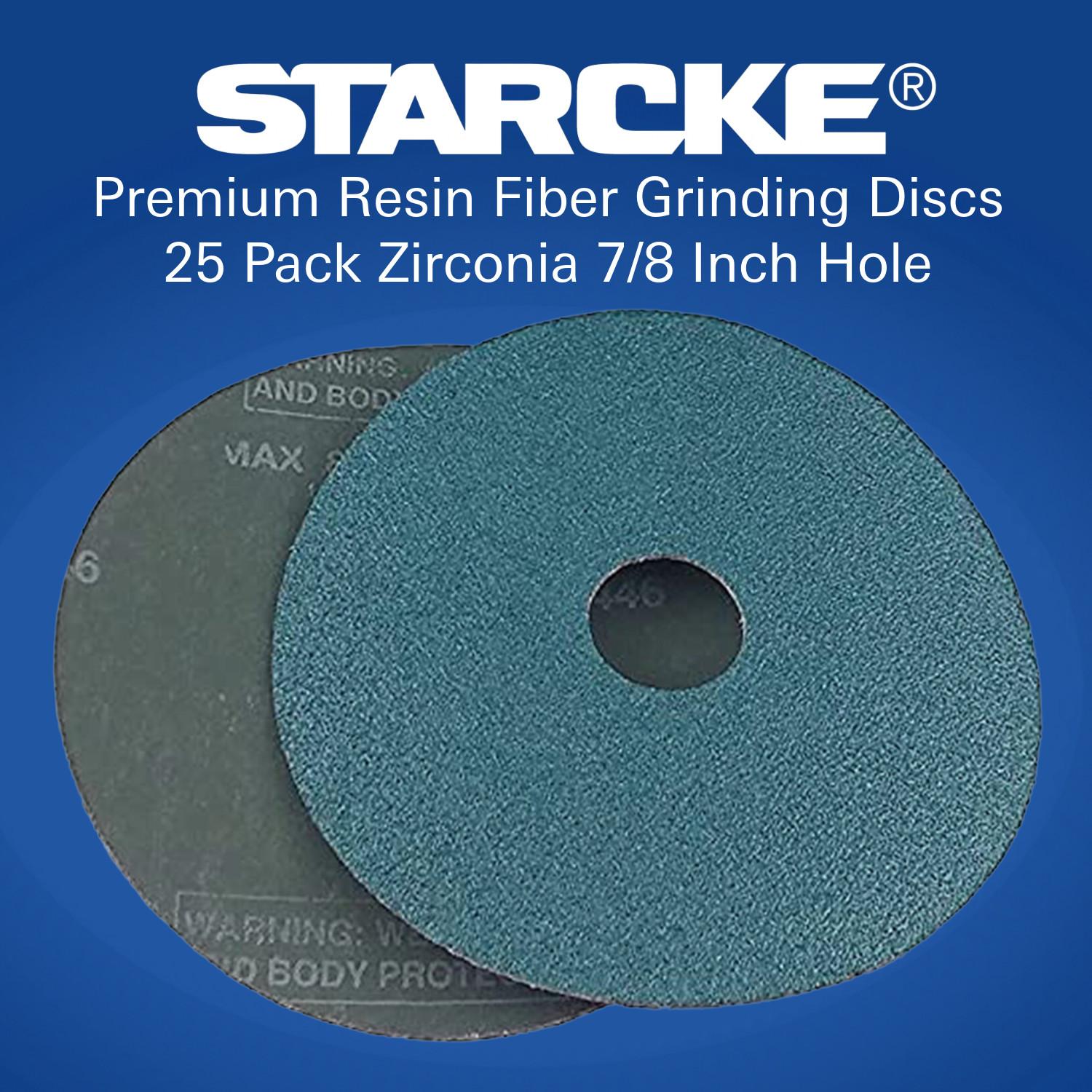 Starcke Premium Resin Fiber Grinding Discs 25 Pack Zirconia 7/8 Inch Hole