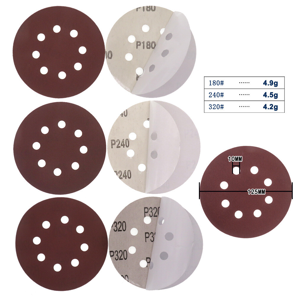 5″ 125mm 8 Hole Red Sandpaper Sanding Discs Furniture Wood Polishing 80-320 Grit