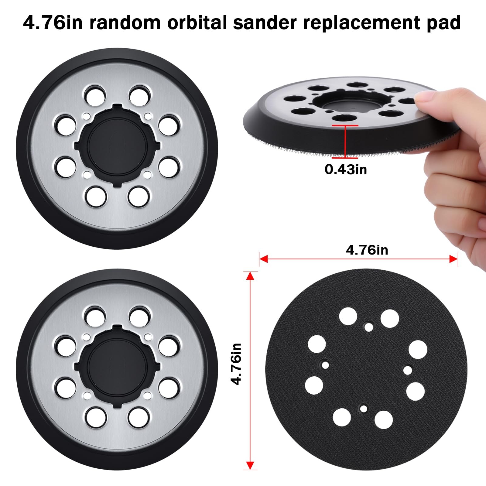 2 Pack Sander Replacement Pad for Dewalt, 5-Inch 8 Holes Hook and Loop Aluminum