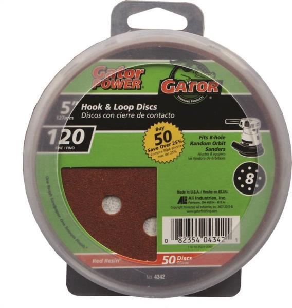 NEW ALI INDUSTRIES 4342 8 Hole Hook and Loop 120 25 CT Grit Disc, 5-Inch 0183798