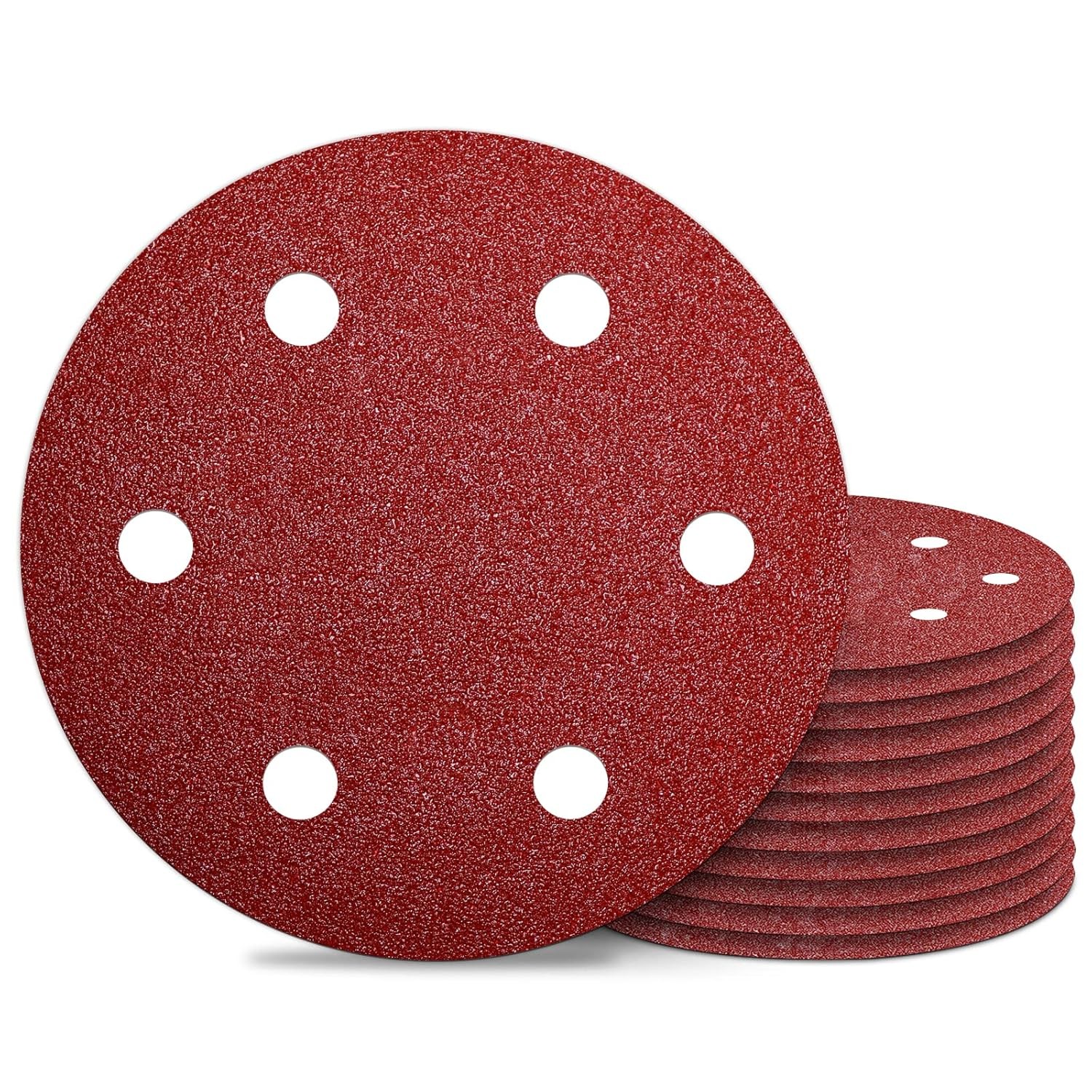 Awutzut 9 Inch 6 Hole Sanding Discs 40 Grit Hook and Loop for Drywall Sander 12P