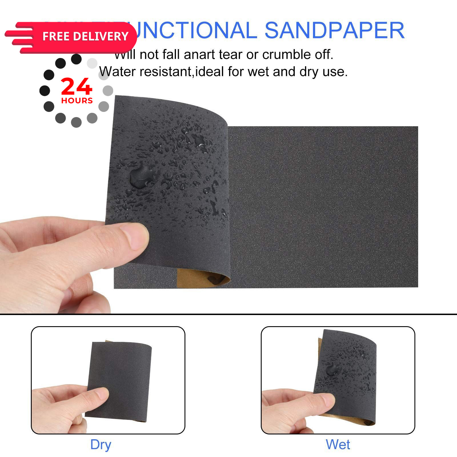 12 Sheets Abrasive Dry Wet Waterproof Sandpaper 2.8 x 4.5 Inch, Assorted