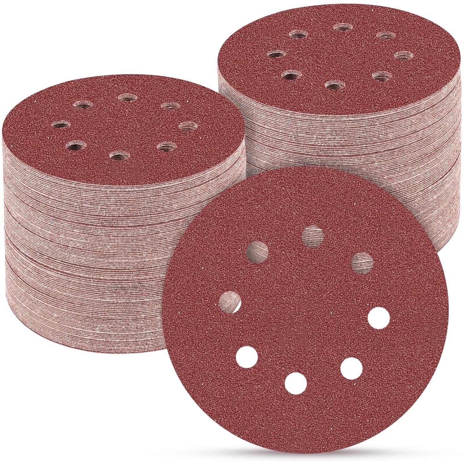 100 Hook and Loop 5 Inch Sanding Discs 80 Grit – Aluminum Oxide Quality