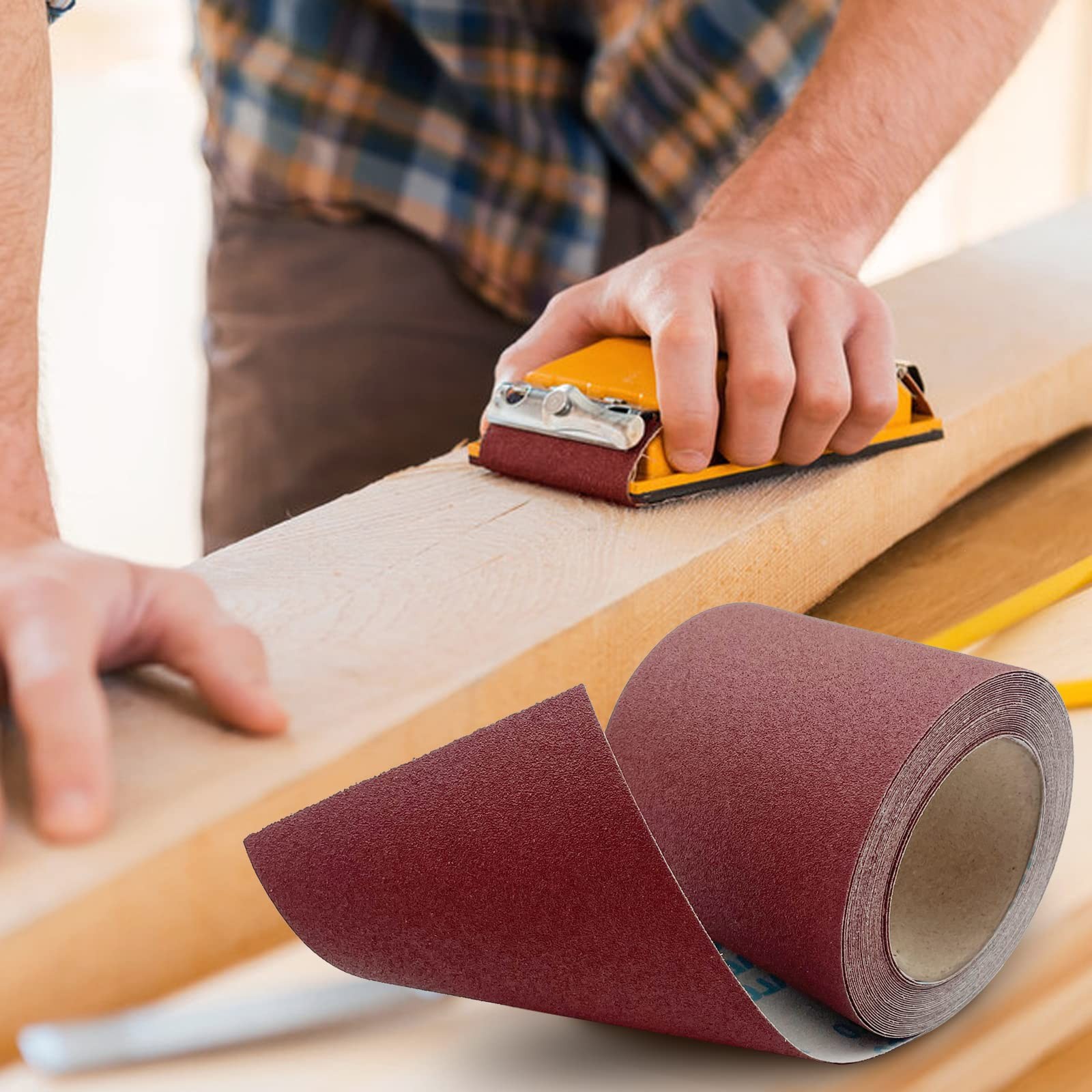 120 Grit Emery Cloth Roll, 4.5 Inch Wide 32.8 Ft Long inch, Brown, Red
