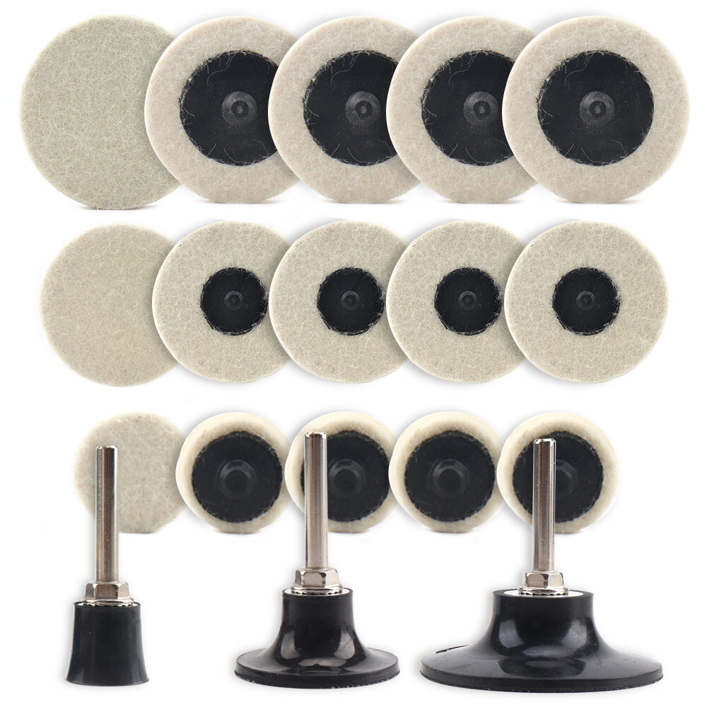 2/5/10Pcs Roloc Wool Felt Polishing Wheel Polisher Buffing Pad 1-3″ Holder Disc