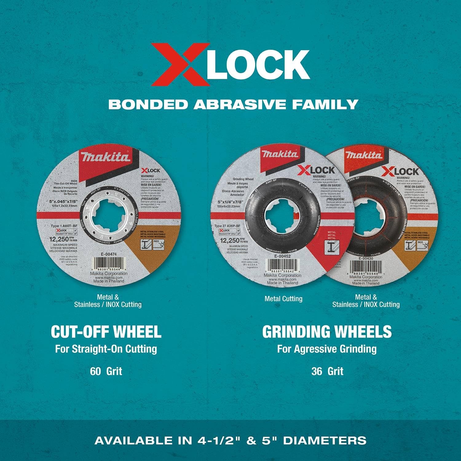 4.5″ x .045″ X-Lock Cut-Off Wheel 60 Grit – Thin Metal & Steel Cutting Disc