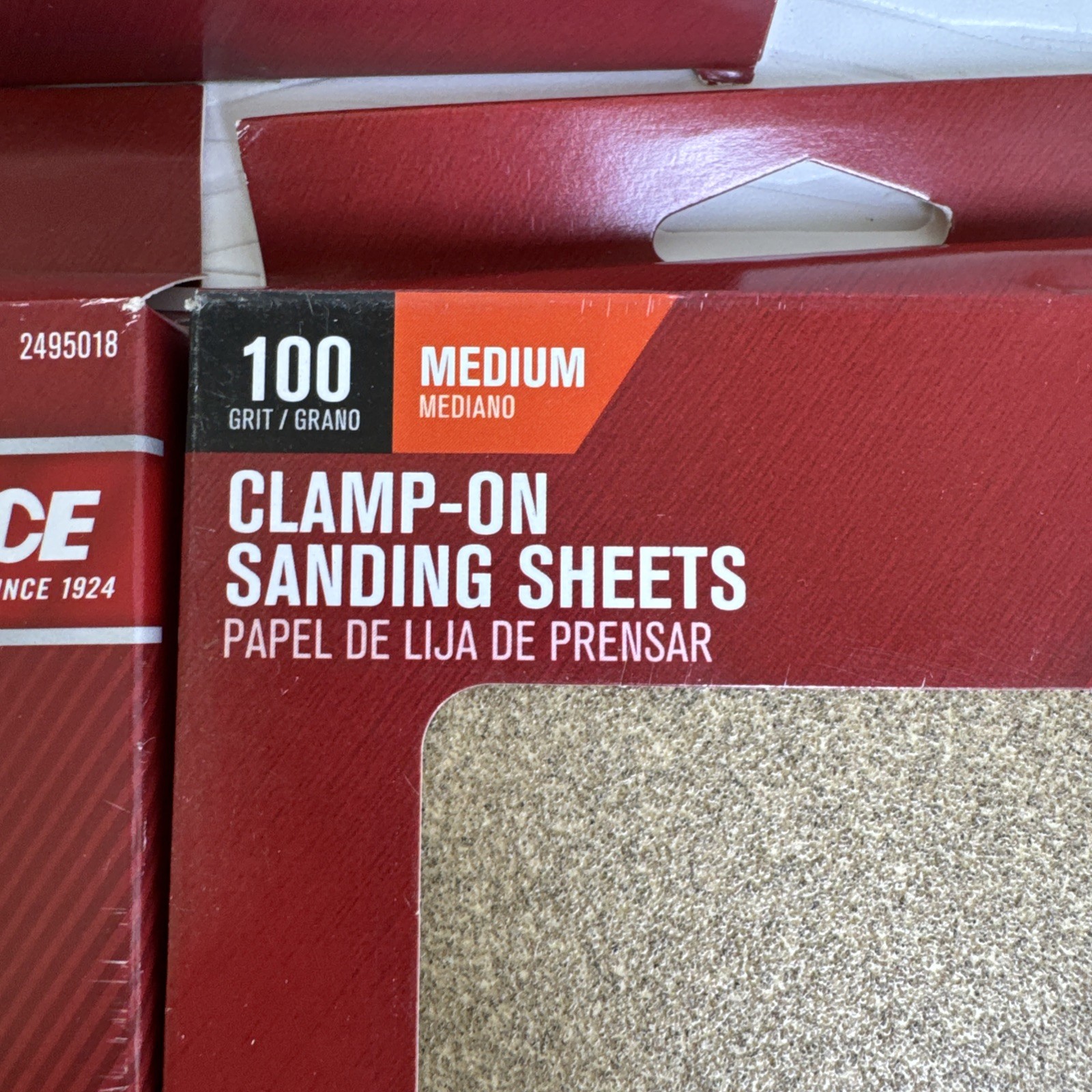 Lot of 3 ACE 2495018 Clamp On Palm Sander Sanding Sheets 100 Grit 4-1/2″X5-1/2″