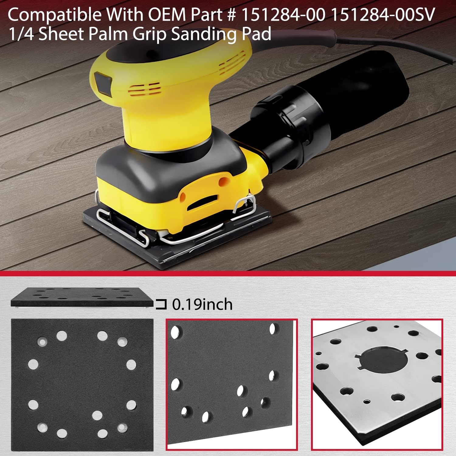 2-Pack 1/4″ Sheet 8 Hole Stick Square Sanding Backing Plate Sander Pad for Po…