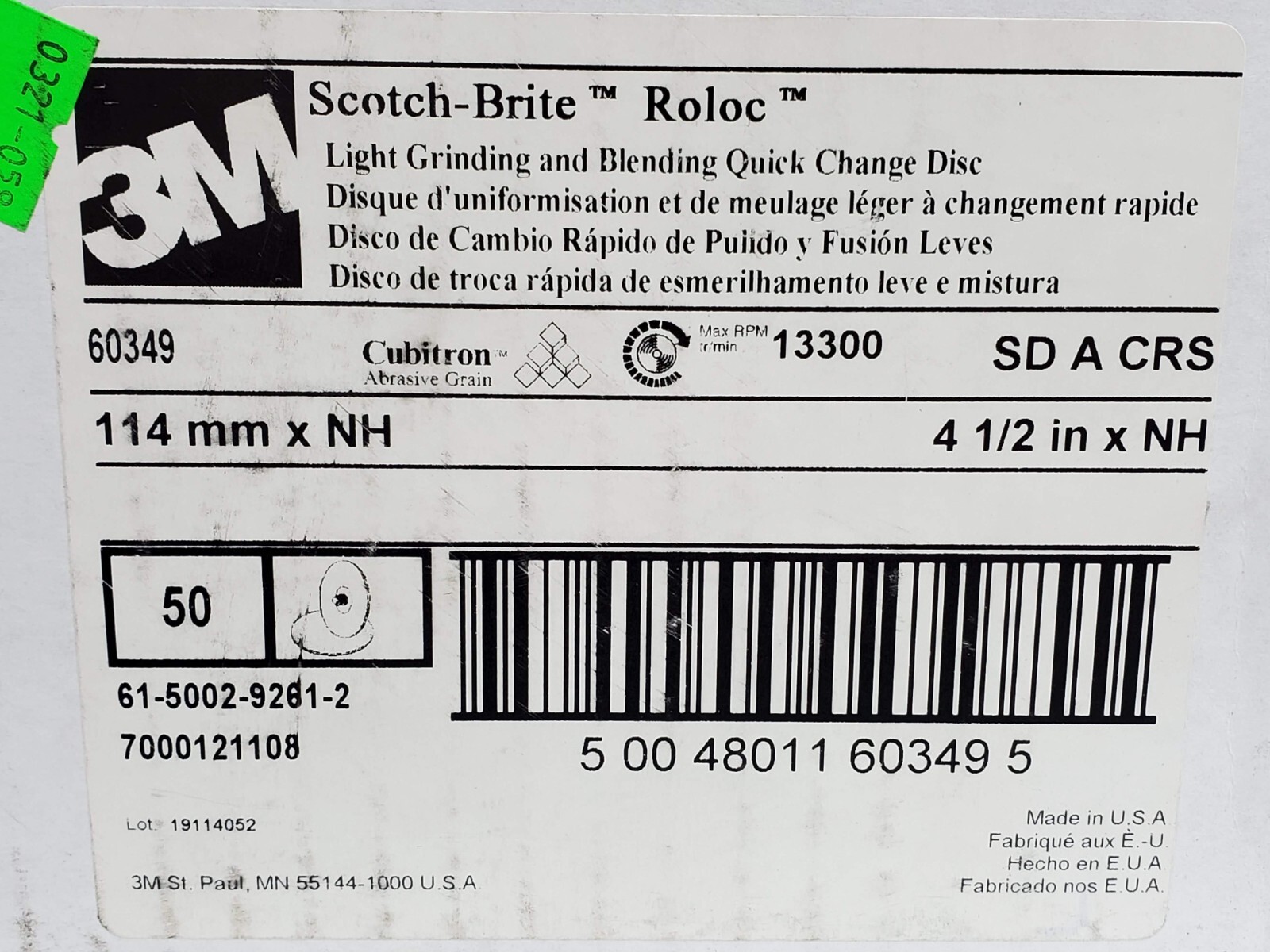 5 PACK 3M Scotch-Brite 60349 4-1/2″ GB-DN Roloc TN Quick Discs Aluminum Oxide HR