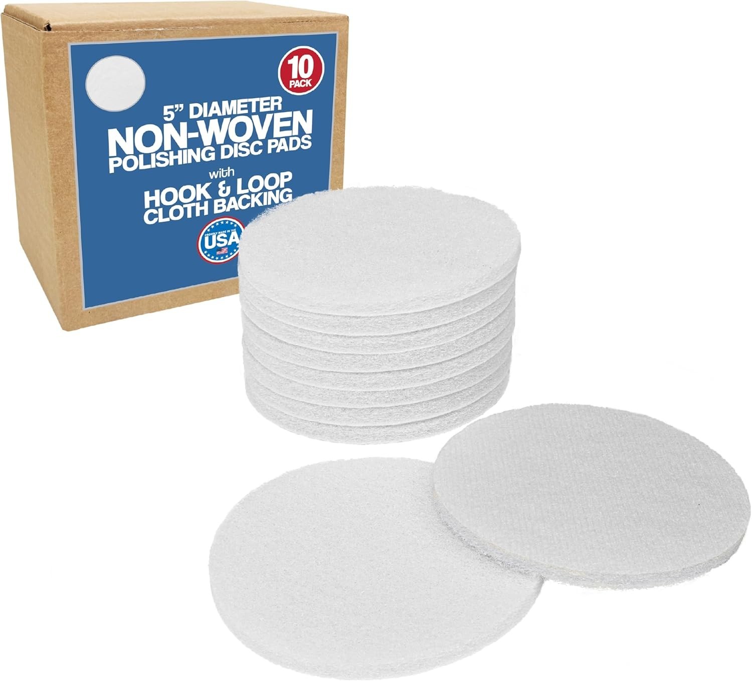 5″ Non-Scratch Polishing Pad Hook and Loop Non-Woven Discs, Non-Abrasive Pads
