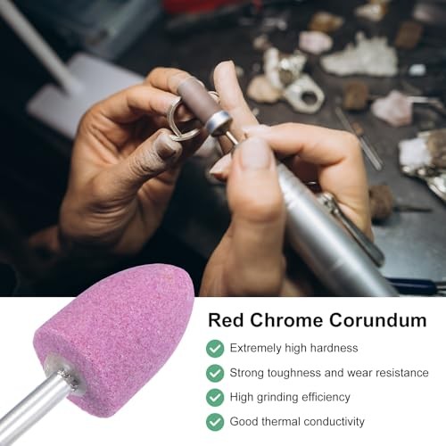 10-Pack Abrasive Mounted Stone Grinding Bits, 1/4 in(6mm) Shank Aluminum Pink