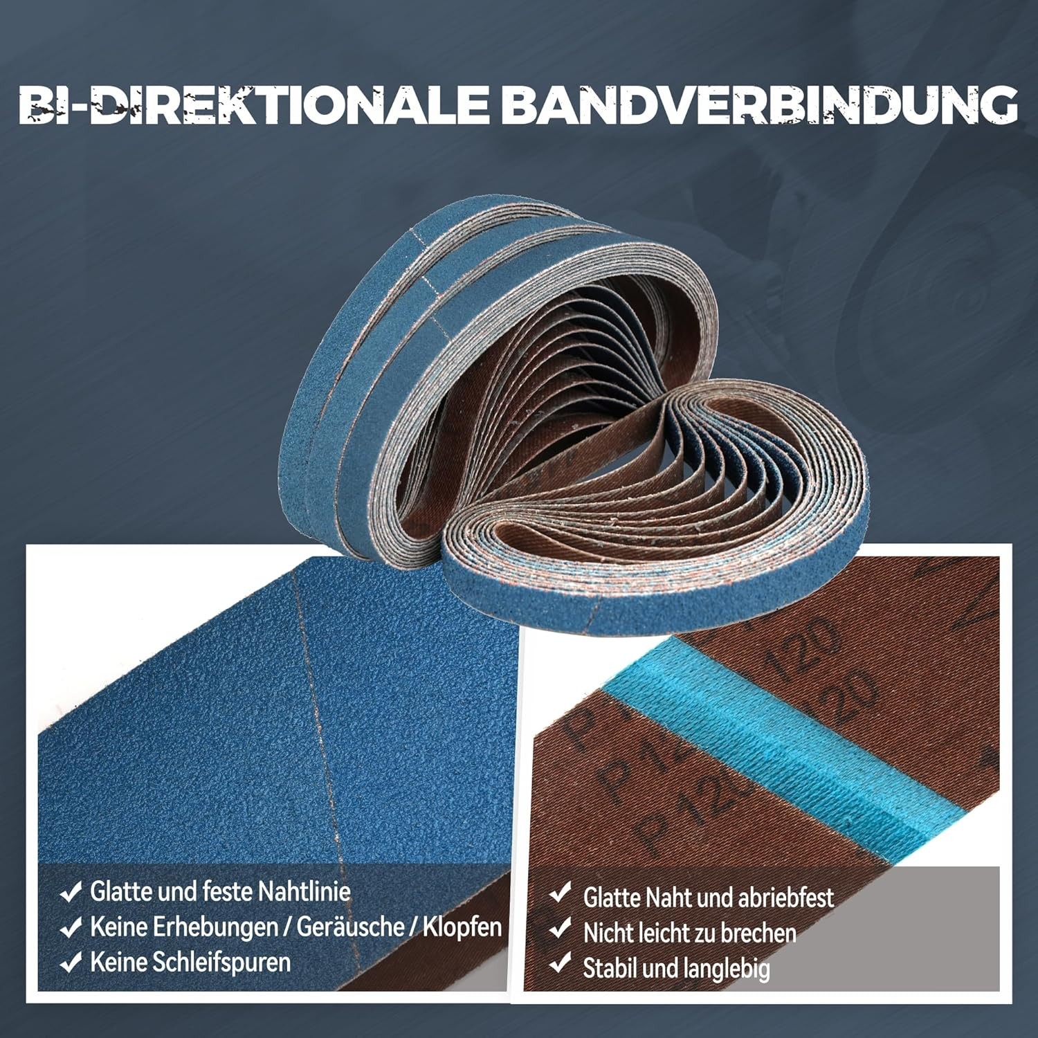 3/8 x 13 Inch Zirconia Sanding Belts, 40Pcs 10 Each of 40/60/80/120 Assorted Gri