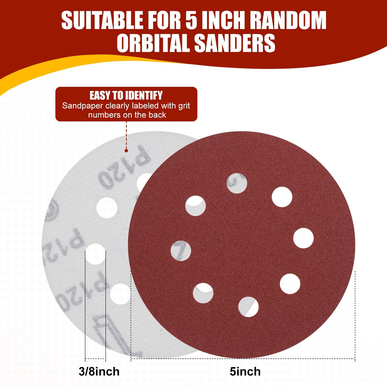 YNZDRWA 70 PCS 5 Inch Sanding Discs, 40 80 120 180 240 320 400 600 800 Grit…