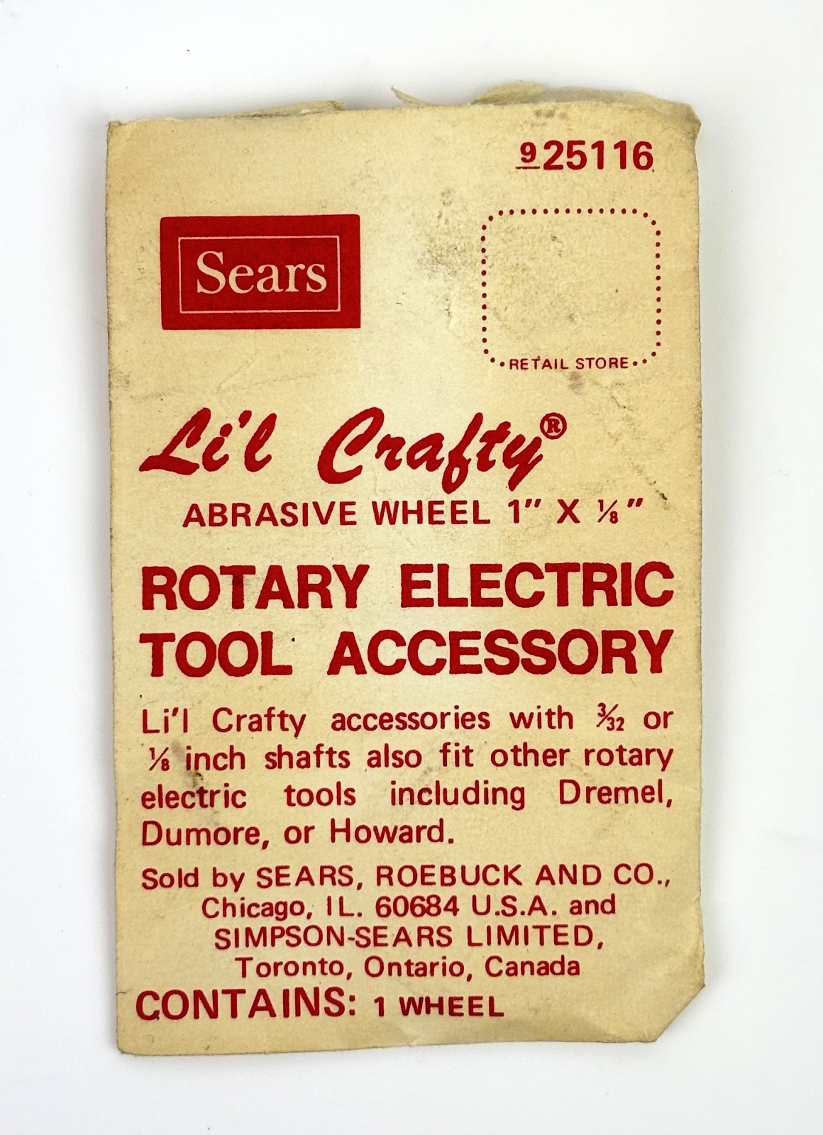 Vtg Sears Li’l Crafty Rotary Tool Accessories Lot Abrasive Wheel & Sanding Bands