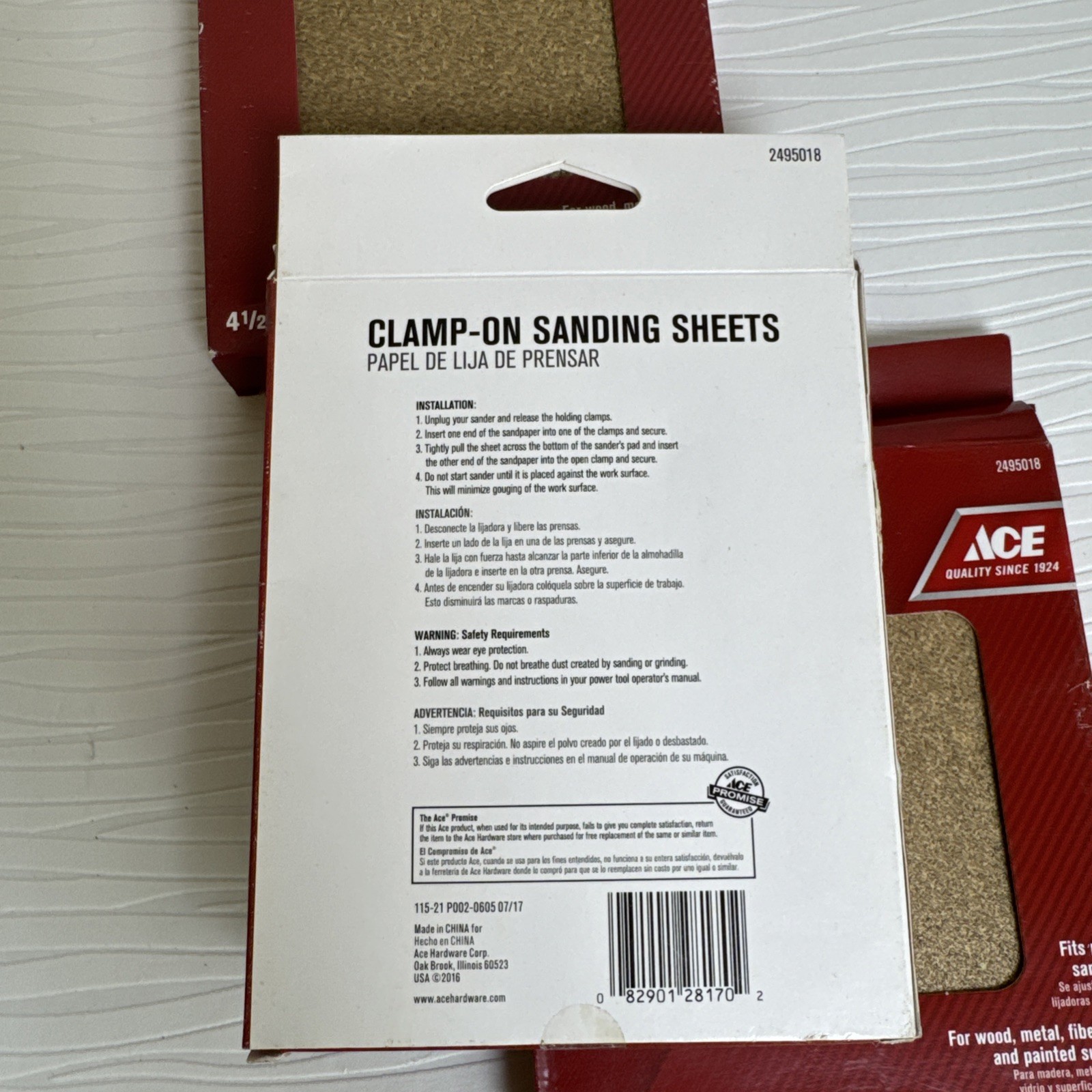 Lot of 3 ACE 2495018 Clamp On Palm Sander Sanding Sheets 100 Grit 4-1/2″X5-1/2″