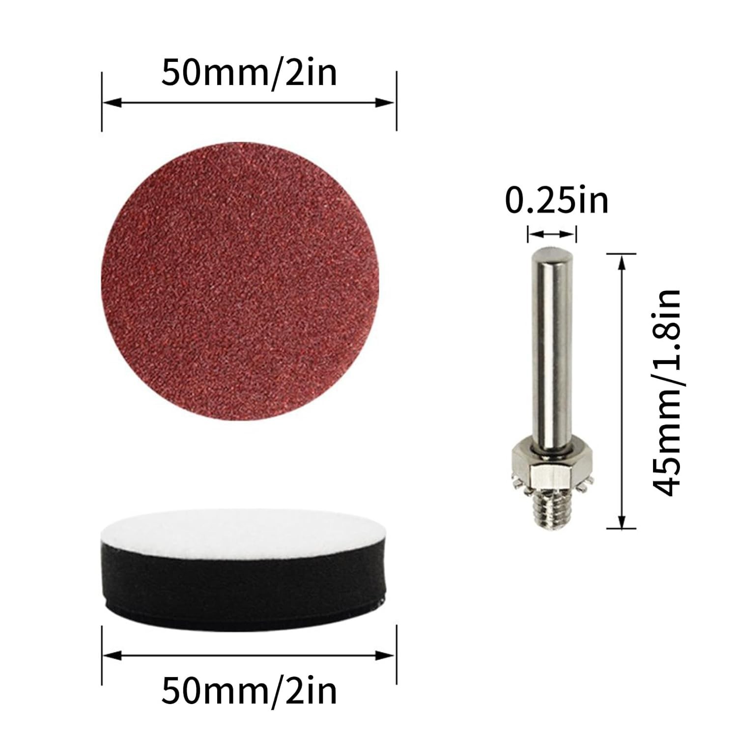 100pcs 2 Inch Drill Sander Attachment with Backer Plate 1/4″ Shank Sanding Di…